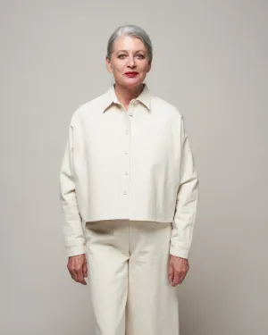 3/4 cropped shirt jacket - bone