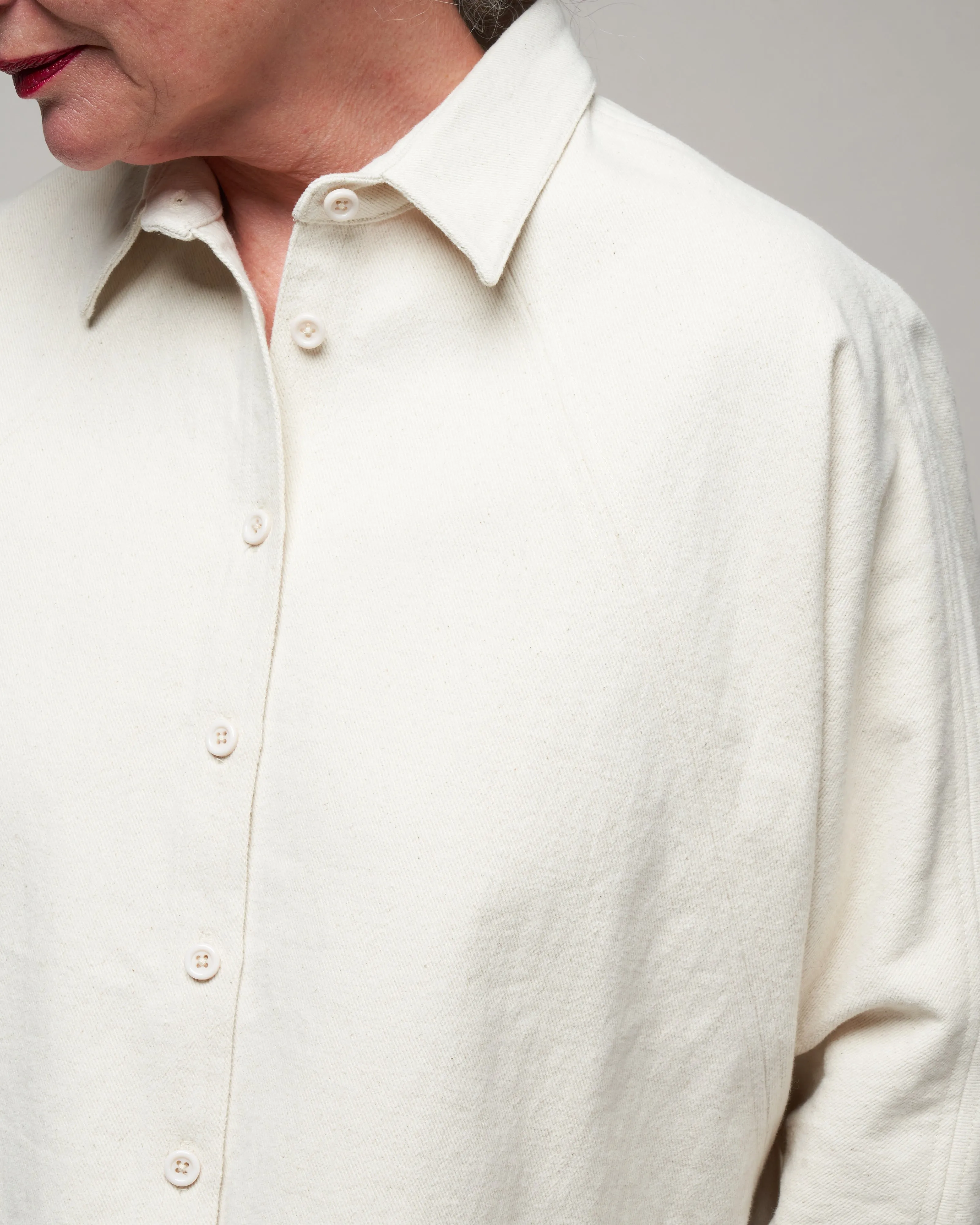 3/4 cropped shirt jacket - bone