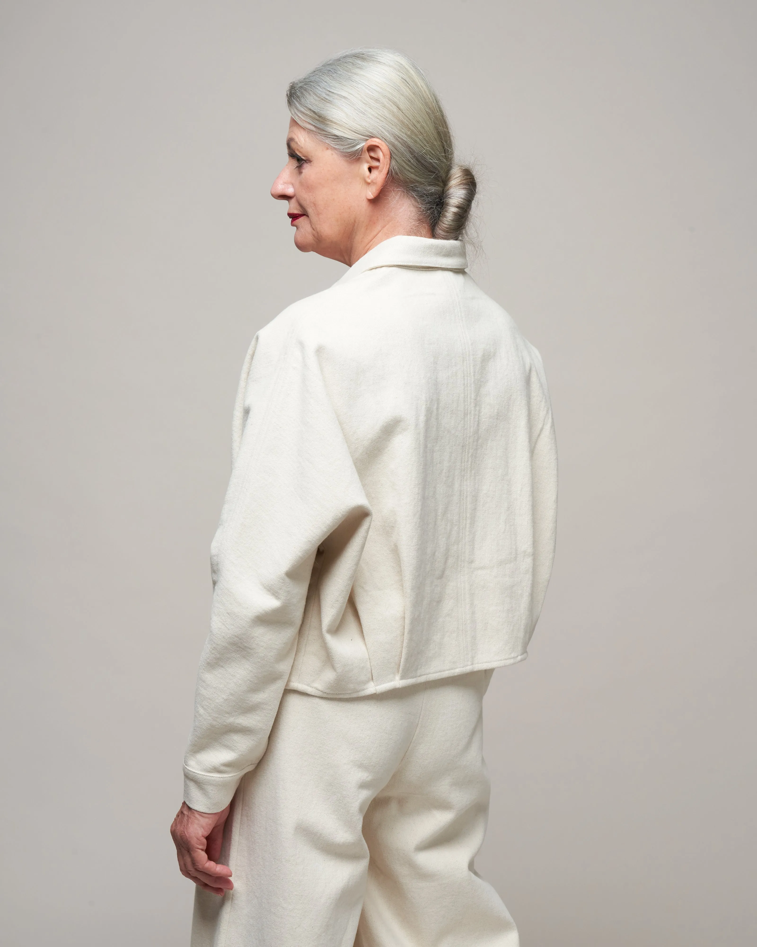 3/4 cropped shirt jacket - bone
