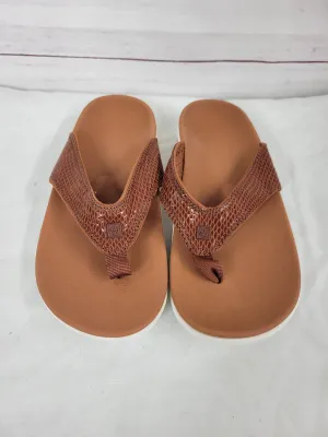 7M SADDLE BROWN A396273 Spenco Orthotic Thong Sandals - Yumi Gecko