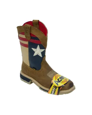 ACERO WORK BOOTS Crazy Cappuccino Whit Flag Top Bicolor Sole Steel Toe