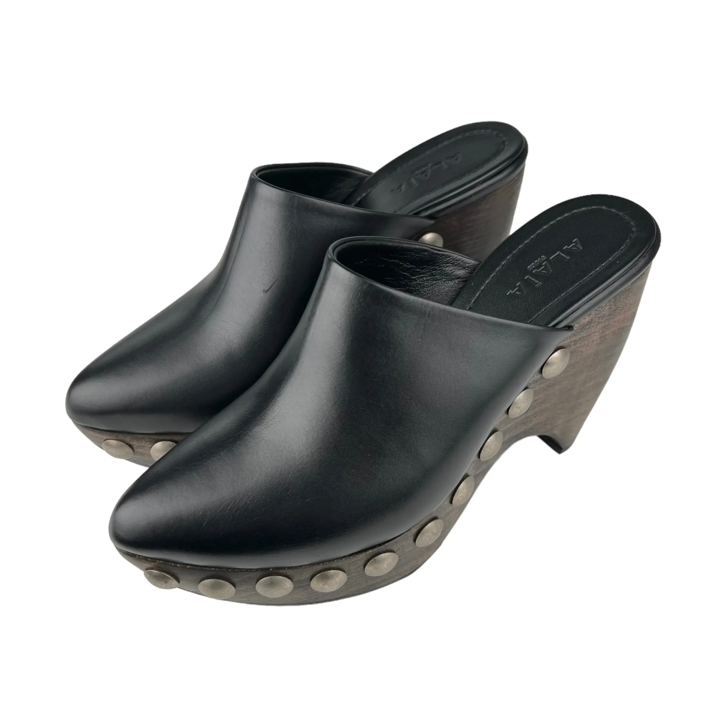Alaia Black Le Sabot 125 Studded Leather Platform Clogs