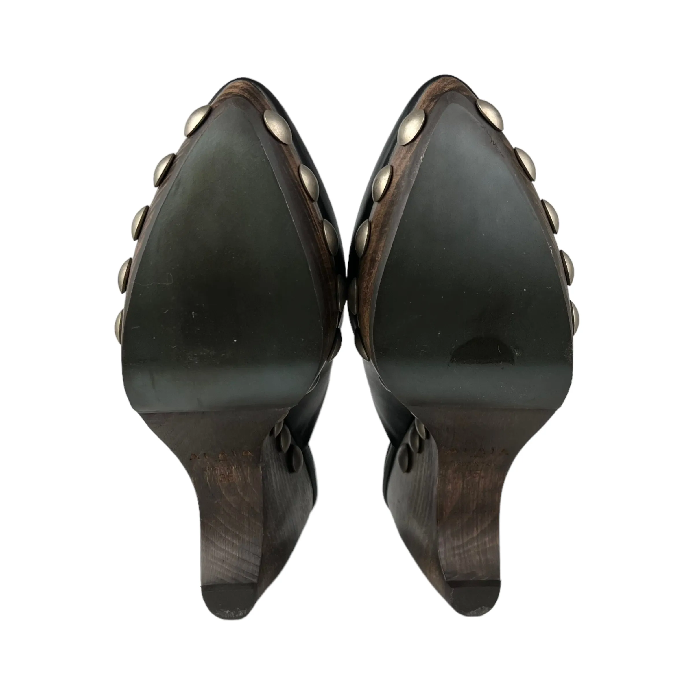 Alaia Black Le Sabot 125 Studded Leather Platform Clogs