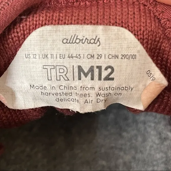 AllBirds Red Tree Runners Sneakers Size 12