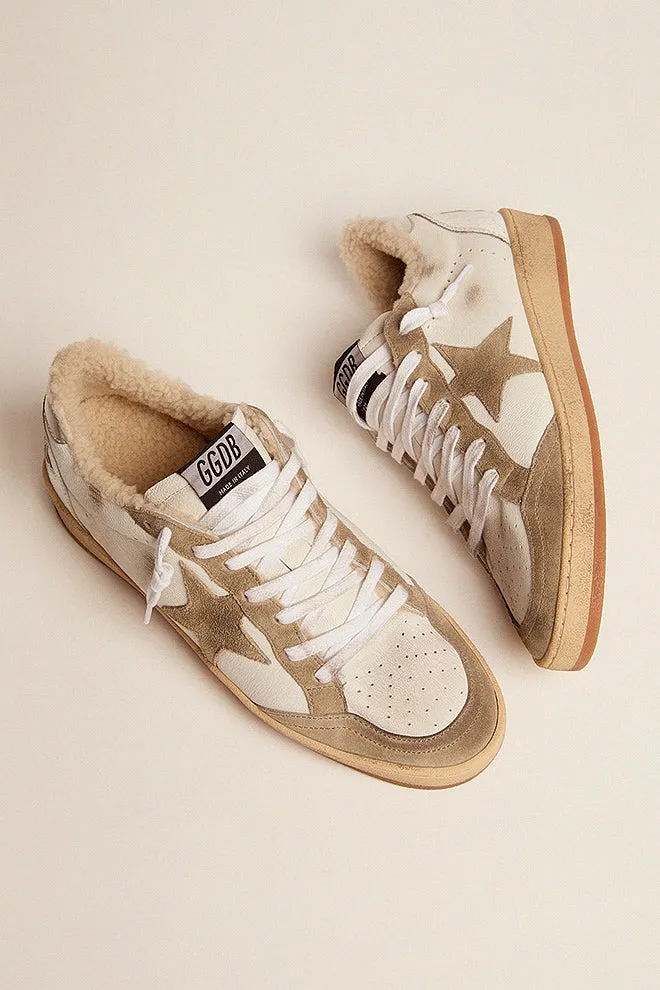 ball star suede toe and star shearling lining - white/taupe/silver