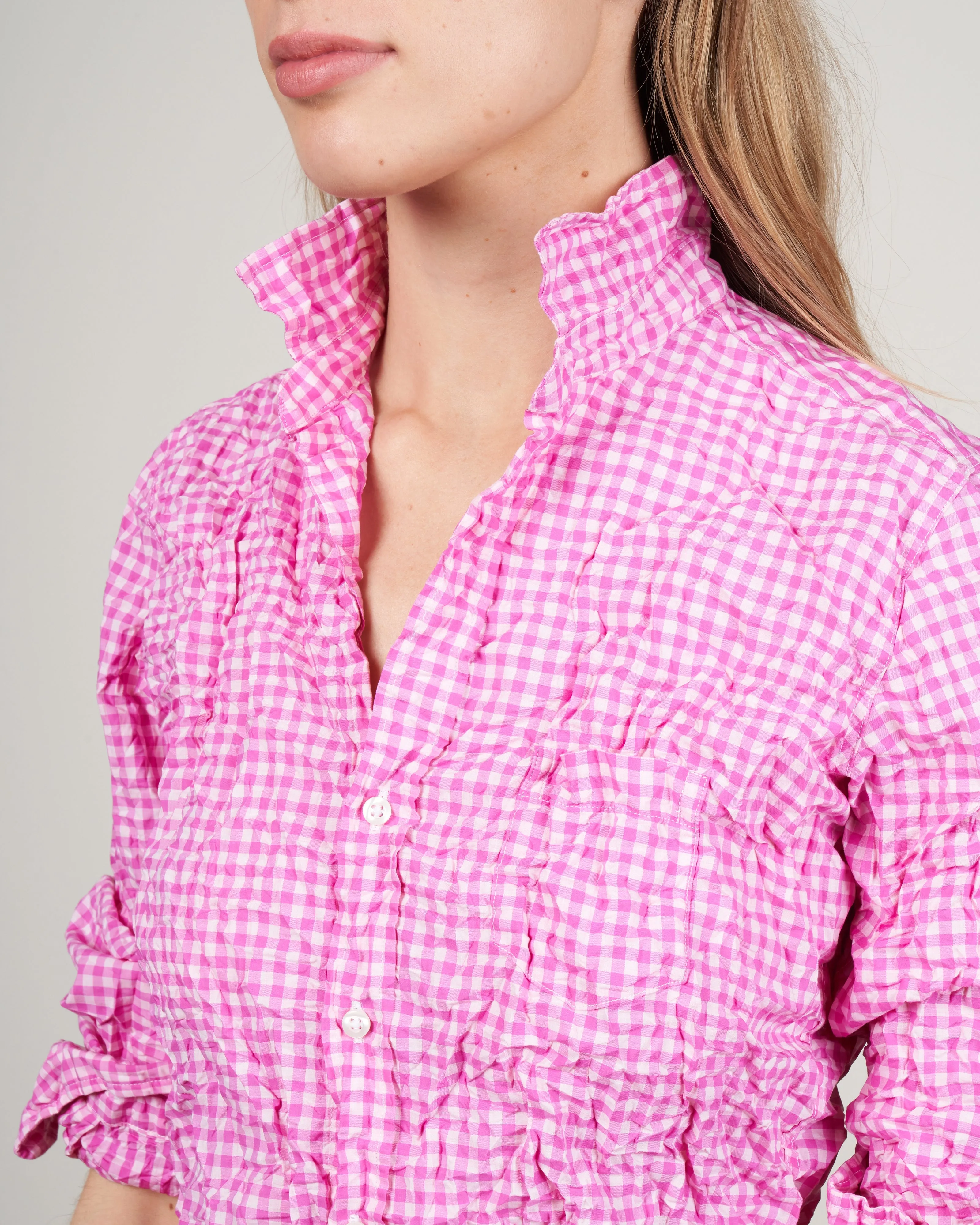 barry woven button up - multi pink check