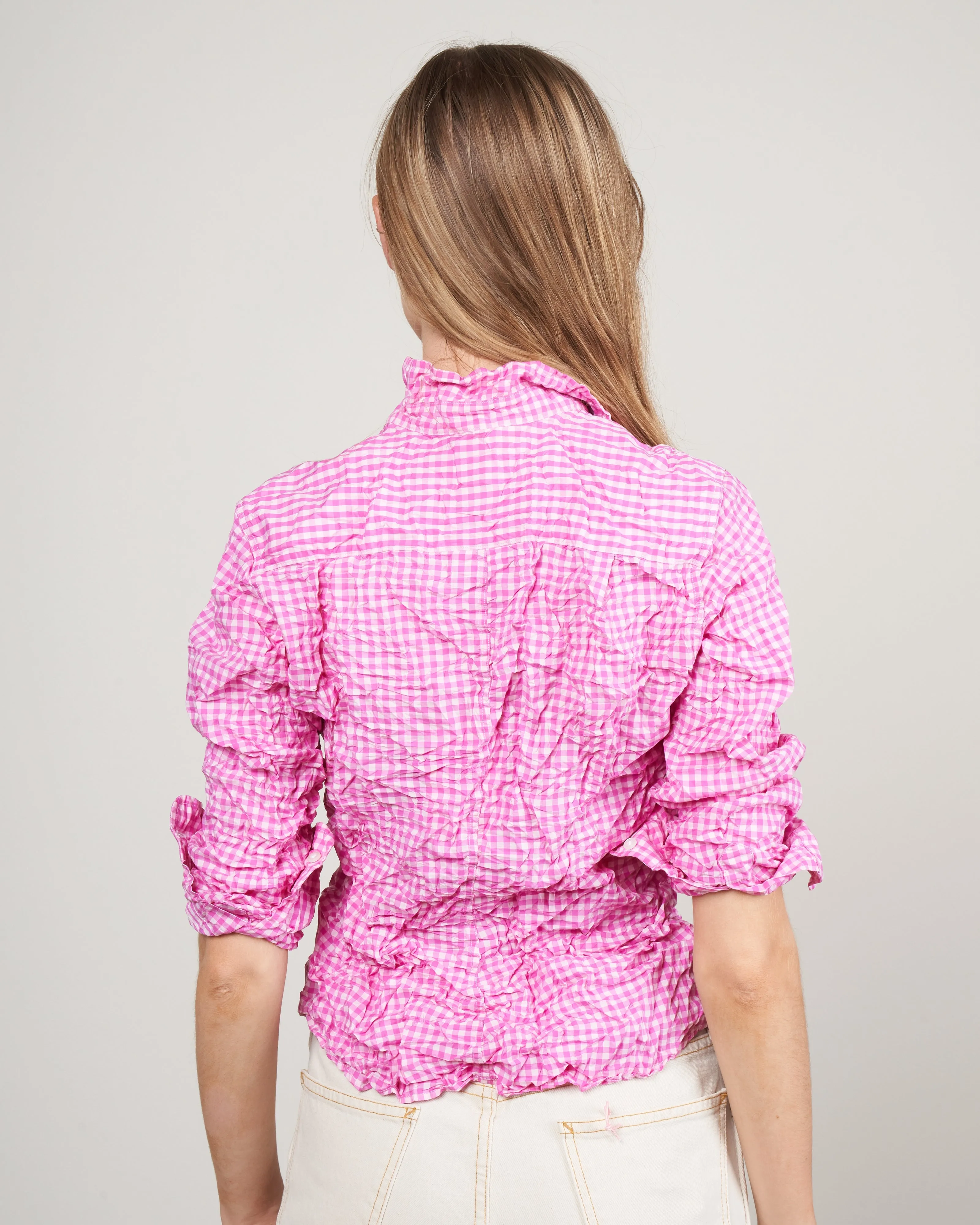 barry woven button up - multi pink check