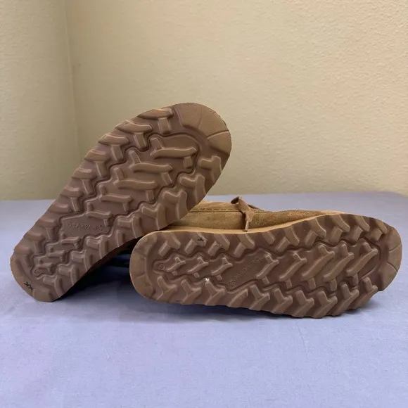 BearPaw boots women 10 wool blend lining lace up ankle wedge suede brown