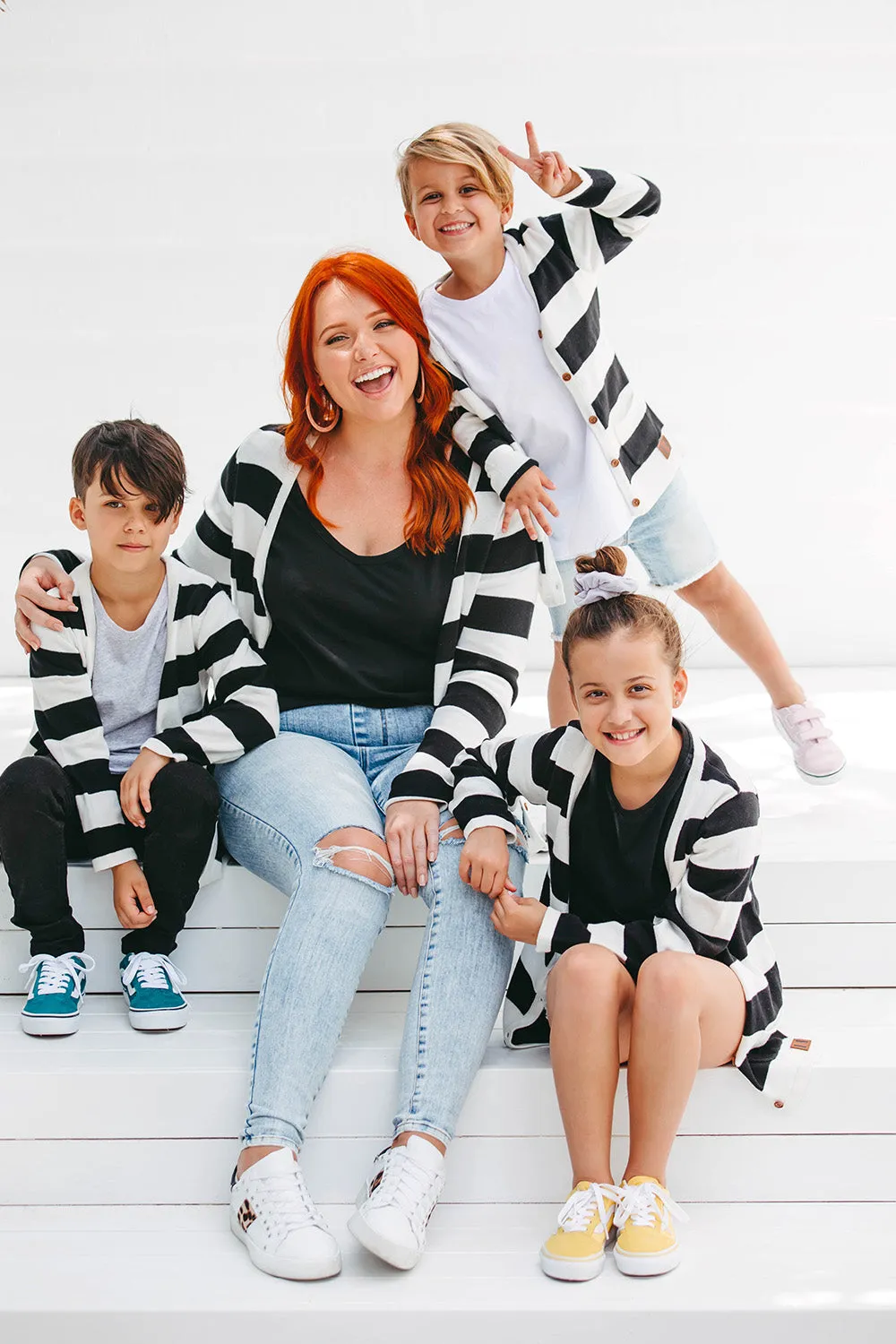 Beau Hudson Black and White Knit Stripe Cardigan- Adult- FINAL SALE