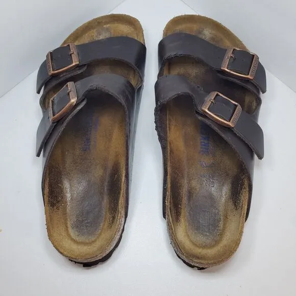 Birkenstock ARIZONA Dark Brown Leather Buckled Sandals Unisex Size 41 8M/10W