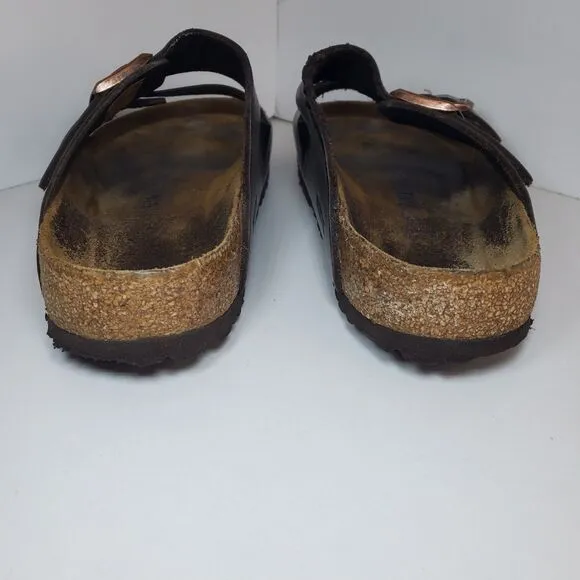 Birkenstock ARIZONA Dark Brown Leather Buckled Sandals Unisex Size 41 8M/10W