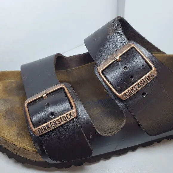 Birkenstock ARIZONA Dark Brown Leather Buckled Sandals Unisex Size 41 8M/10W