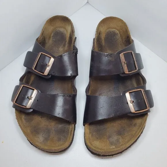 Birkenstock ARIZONA Dark Brown Leather Buckled Sandals Unisex Size 41 8M/10W