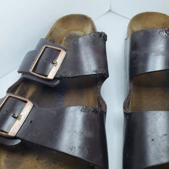 Birkenstock ARIZONA Dark Brown Leather Buckled Sandals Unisex Size 41 8M/10W