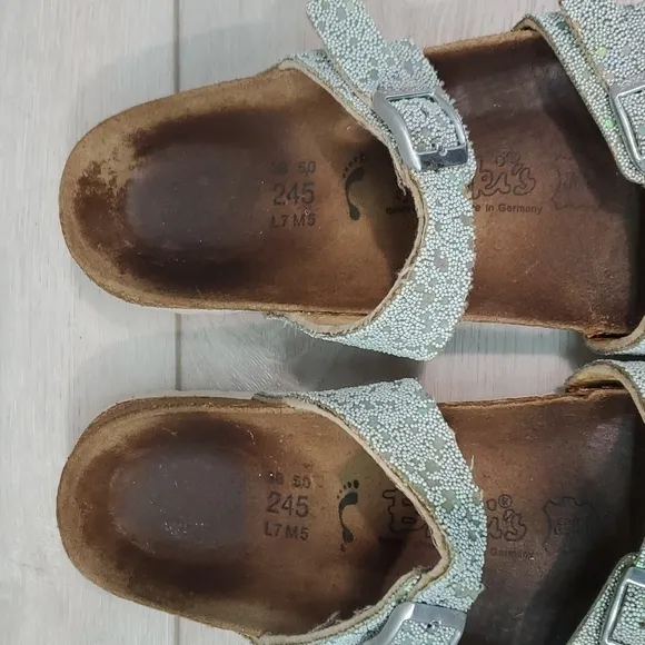 Birkenstock Birkis Women Comfort Glitter Straps Sandals Flip Flop shoes sz 38/7