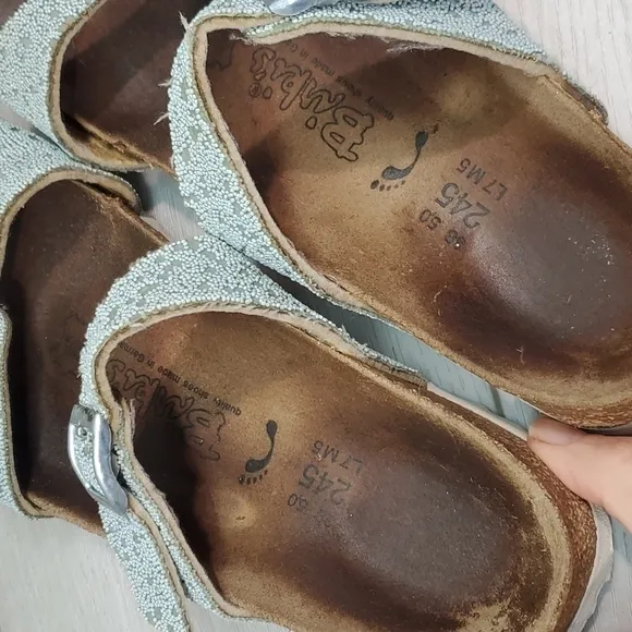 Birkenstock Birkis Women Comfort Glitter Straps Sandals Flip Flop shoes sz 38/7