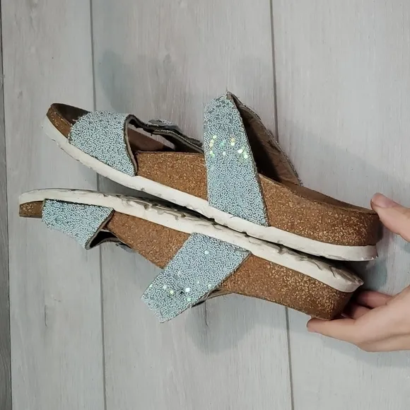 Birkenstock Birkis Women Comfort Glitter Straps Sandals Flip Flop shoes sz 38/7