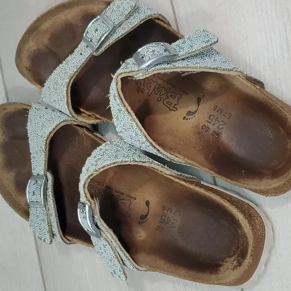 Birkenstock Birkis Women Comfort Glitter Straps Sandals Flip Flop shoes sz 38/7