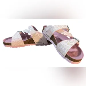 BIRKENSTOCK Kids Leather Salina Sandals in Metallic Rose Stone Sz 8