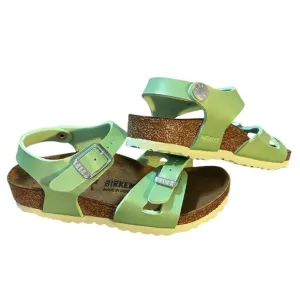 BIRKENSTOCK Kids Rio Leather Sandals in Electric Metallic Mineral Sz 8.0