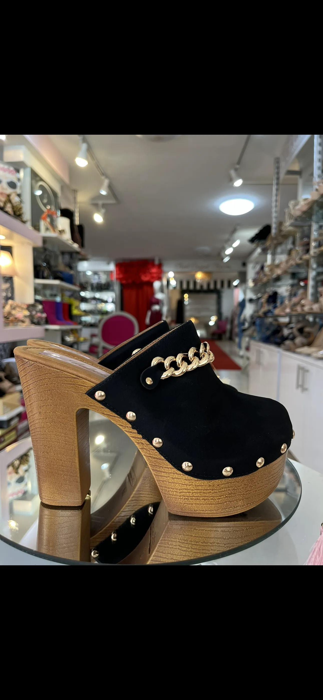 Black Gold Chain Clogs