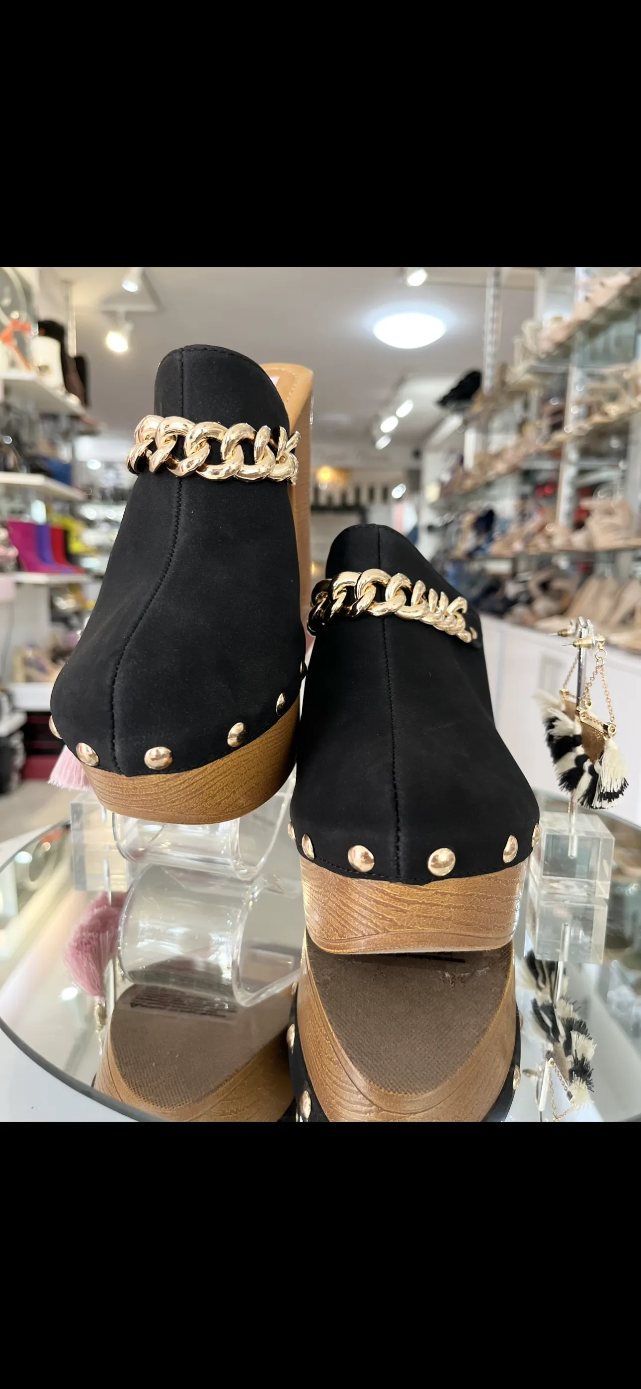Black Gold Chain Clogs