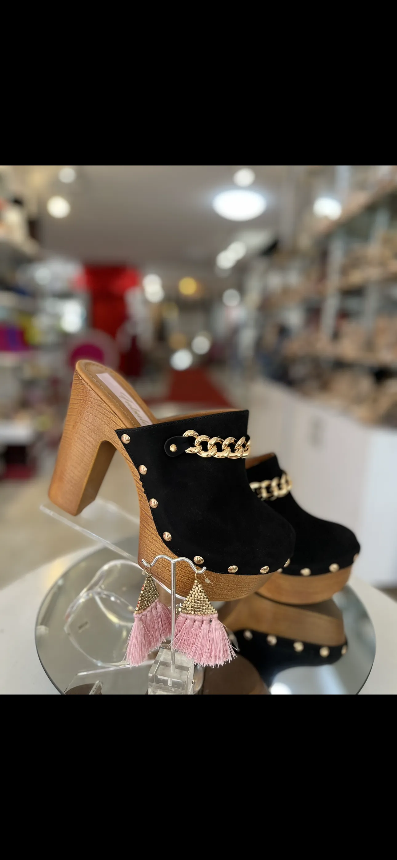 Black Gold Chain Clogs