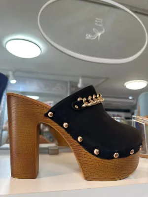 Black Gold Chain Clogs