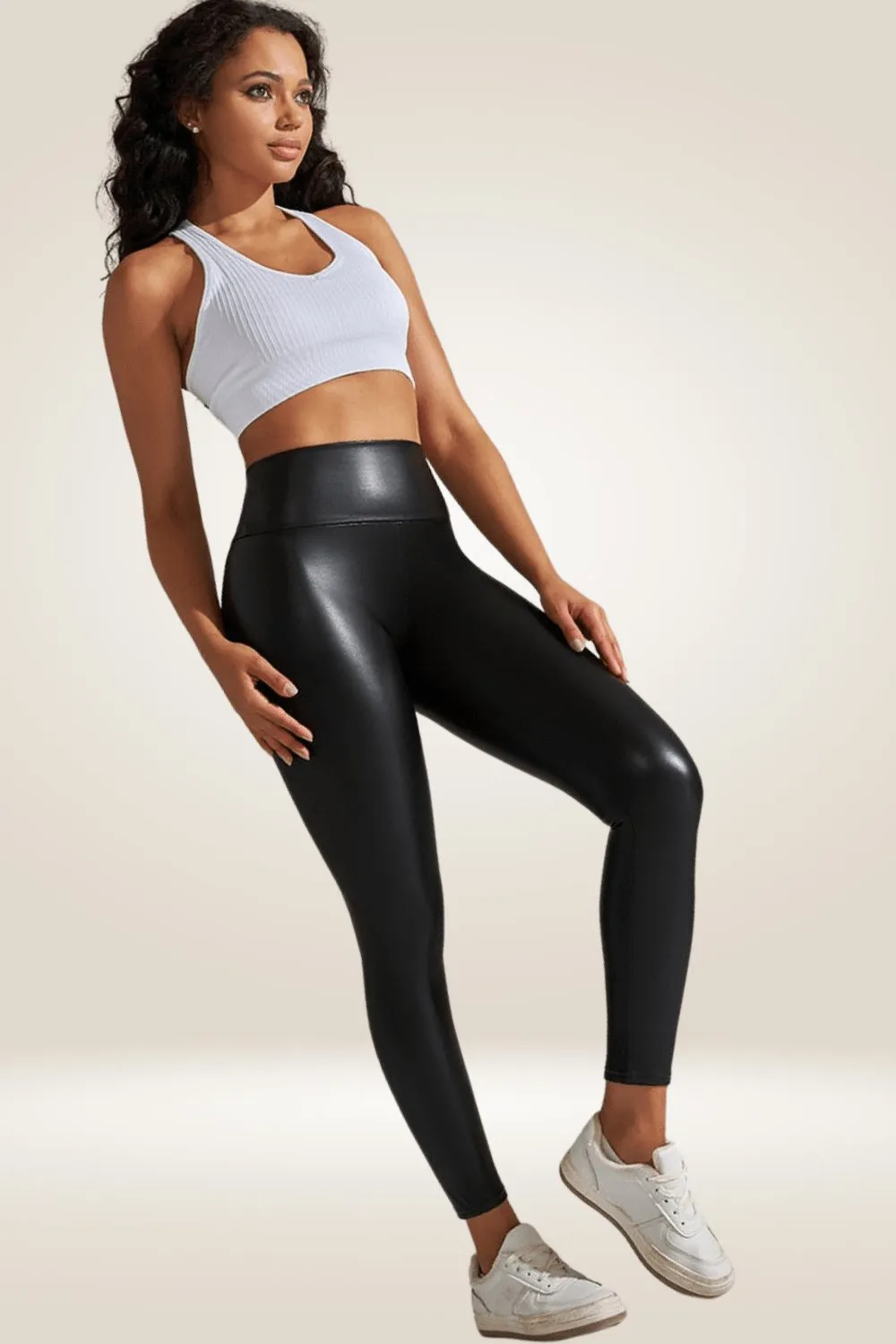 Black High Waisted Faux Leather Leggings