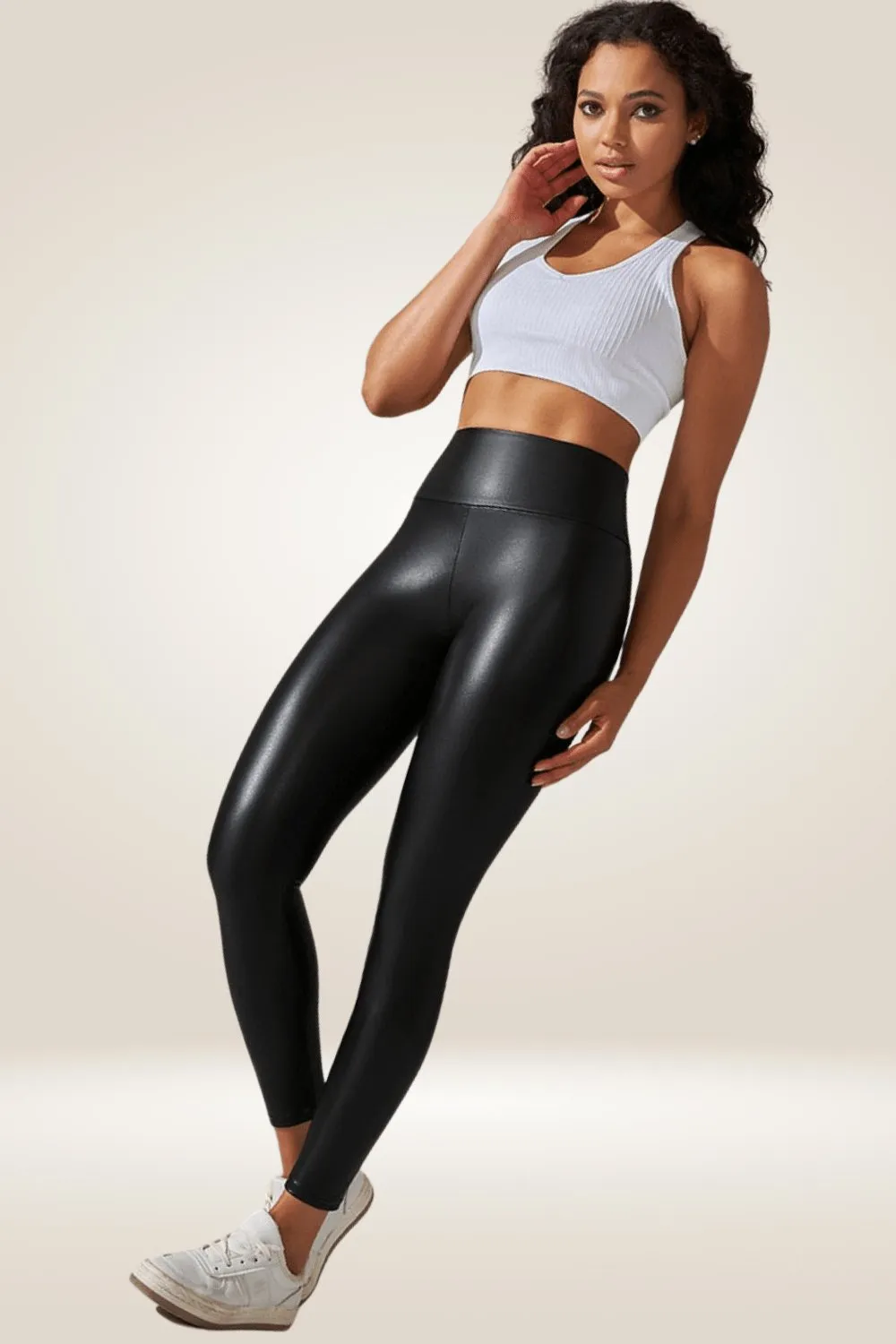Black High Waisted Faux Leather Leggings