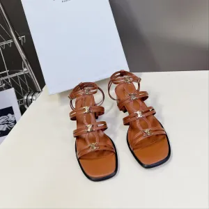 CELINE Sandals Clemence Multi Brown Leather
