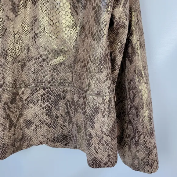 CHICOS Gold Layla Blazer Snake Skin Metalic Sz 1/M/8