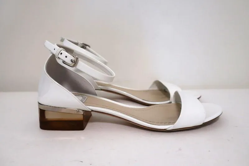 Christian Dior Dior Cube Lucite Heel Sandals White Patent Leather Size 42