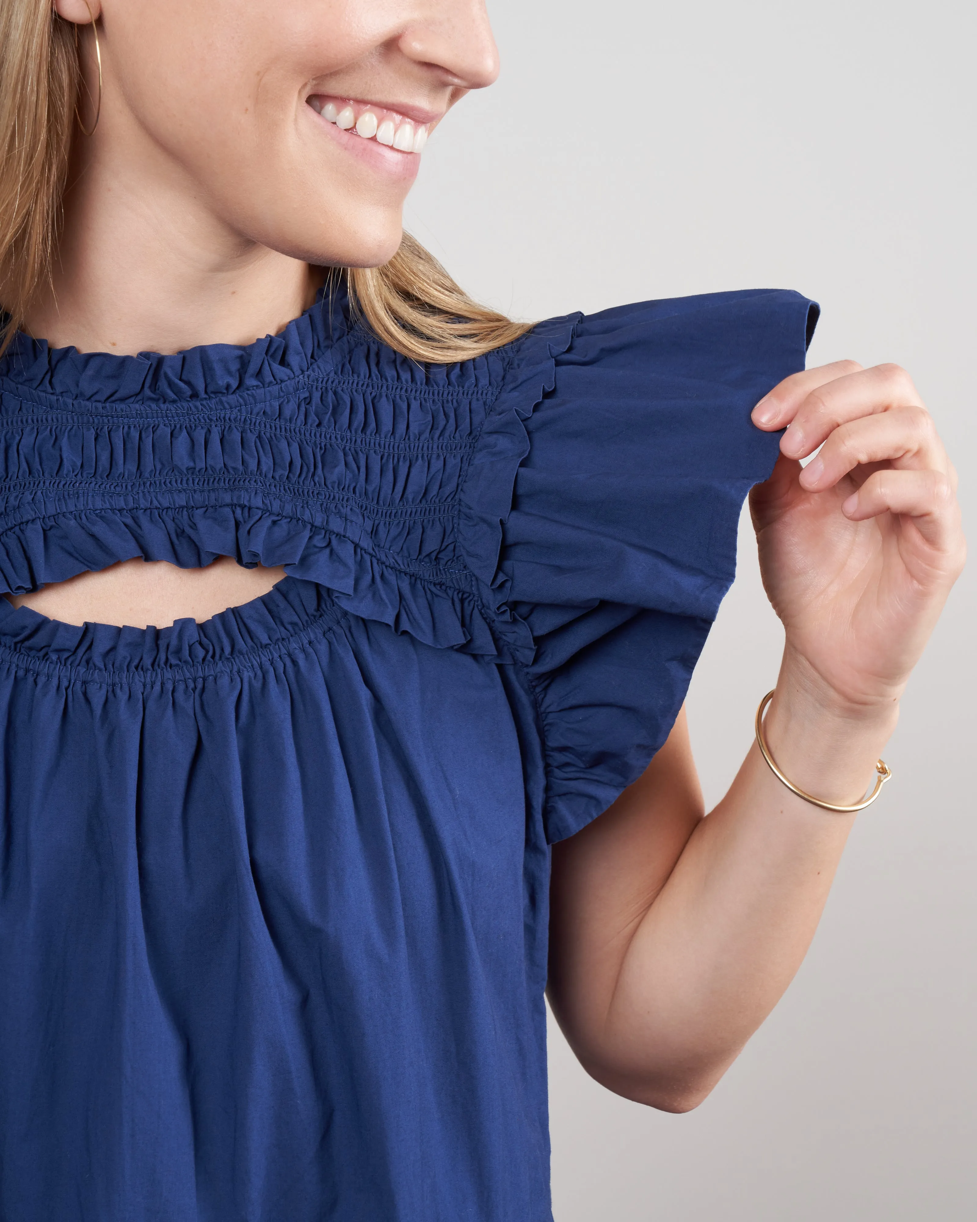 claudine futter sleeve cut out tunic - blue