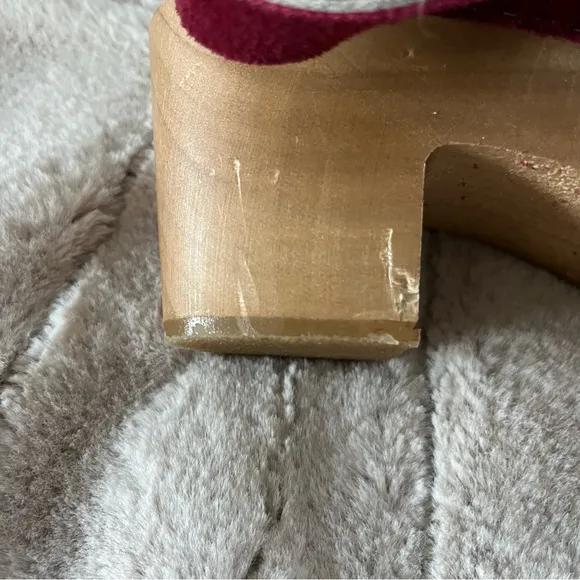 Clogsland Elegant Raspberry Nubuck Suede Wooden High Heel Sandal Clogs - 41