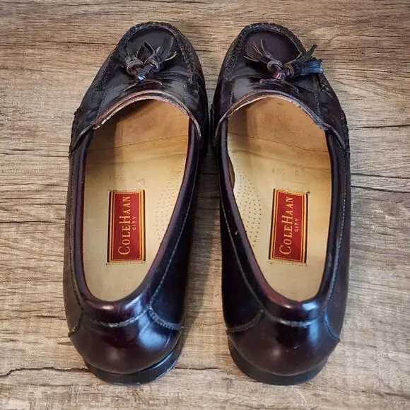 Cole Haan Tassel Men's Loafers Dress Shoes Size 10.5 Burgundy