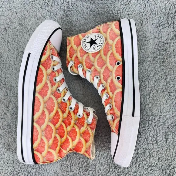 Converse Chuck Taylor Hi Top Sneakers Multi Orange Print Men 7 Women 9 Unisex
