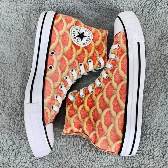 Converse Chuck Taylor Hi Top Sneakers Multi Orange Print Men 7 Women 9 Unisex