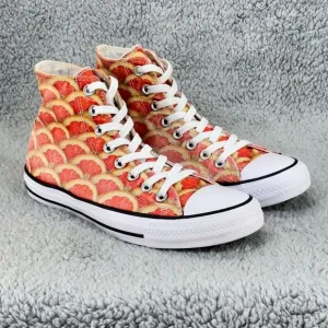 Converse Chuck Taylor Hi Top Sneakers Multi Orange Print Men 7 Women 9 Unisex