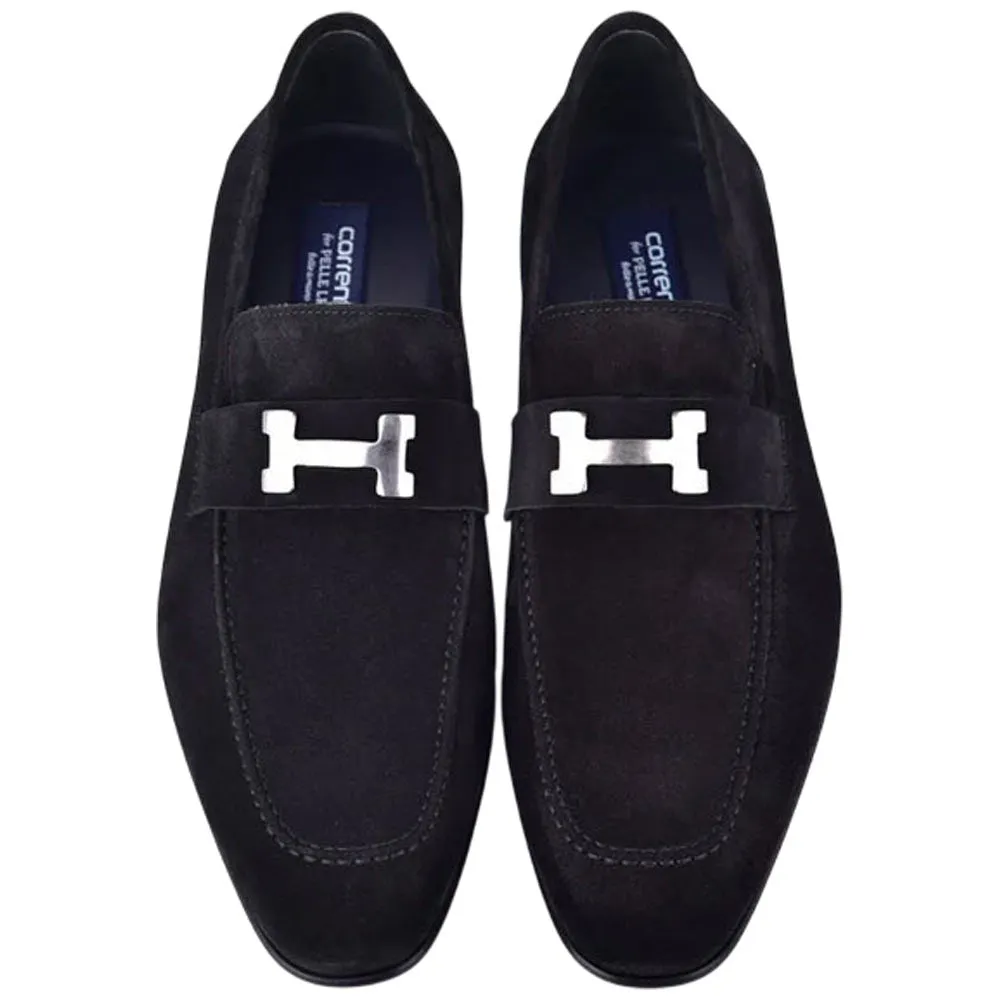 Corrente Black Suede Stylish H Loafers for Men