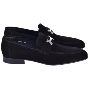 Corrente Black Suede Stylish H Loafers for Men