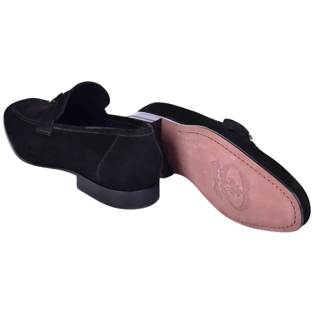 Corrente Black Suede Stylish H Loafers for Men