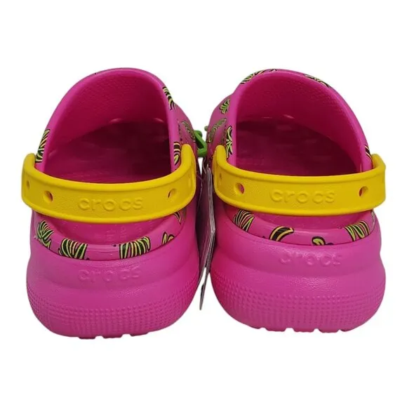 Crocs Classic Spring Jibbitz Clogs Kids Size J5 Pink Palm Trees 1.5&quot; Platform