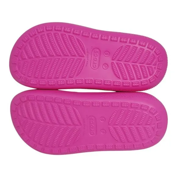 Crocs Classic Spring Jibbitz Clogs Kids Size J5 Pink Palm Trees 1.5&quot; Platform