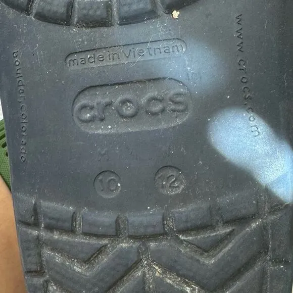 Crocs Crocband Navy Blue White &amp; Red Line Slide On Clogs Men Sz 10 Women Sz 12