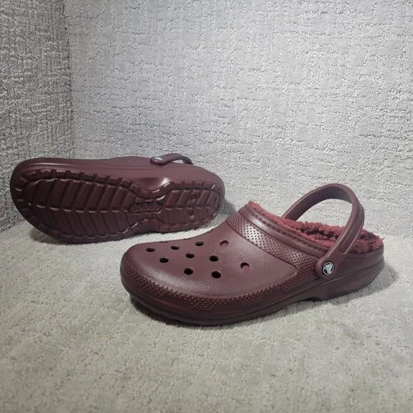 Crocs Men's Size US 13 Dark Cherry Classic Slip On Casual Lined Clogs 203591