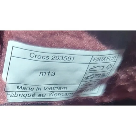 Crocs Men's Size US 13 Dark Cherry Classic Slip On Casual Lined Clogs 203591