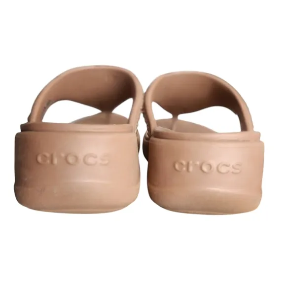 Crocs Women's Size 8 Bronze Monterey Embellished Wedge Flip Flops Sandals