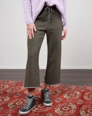 cropped wide leg sweatpant - moss melange