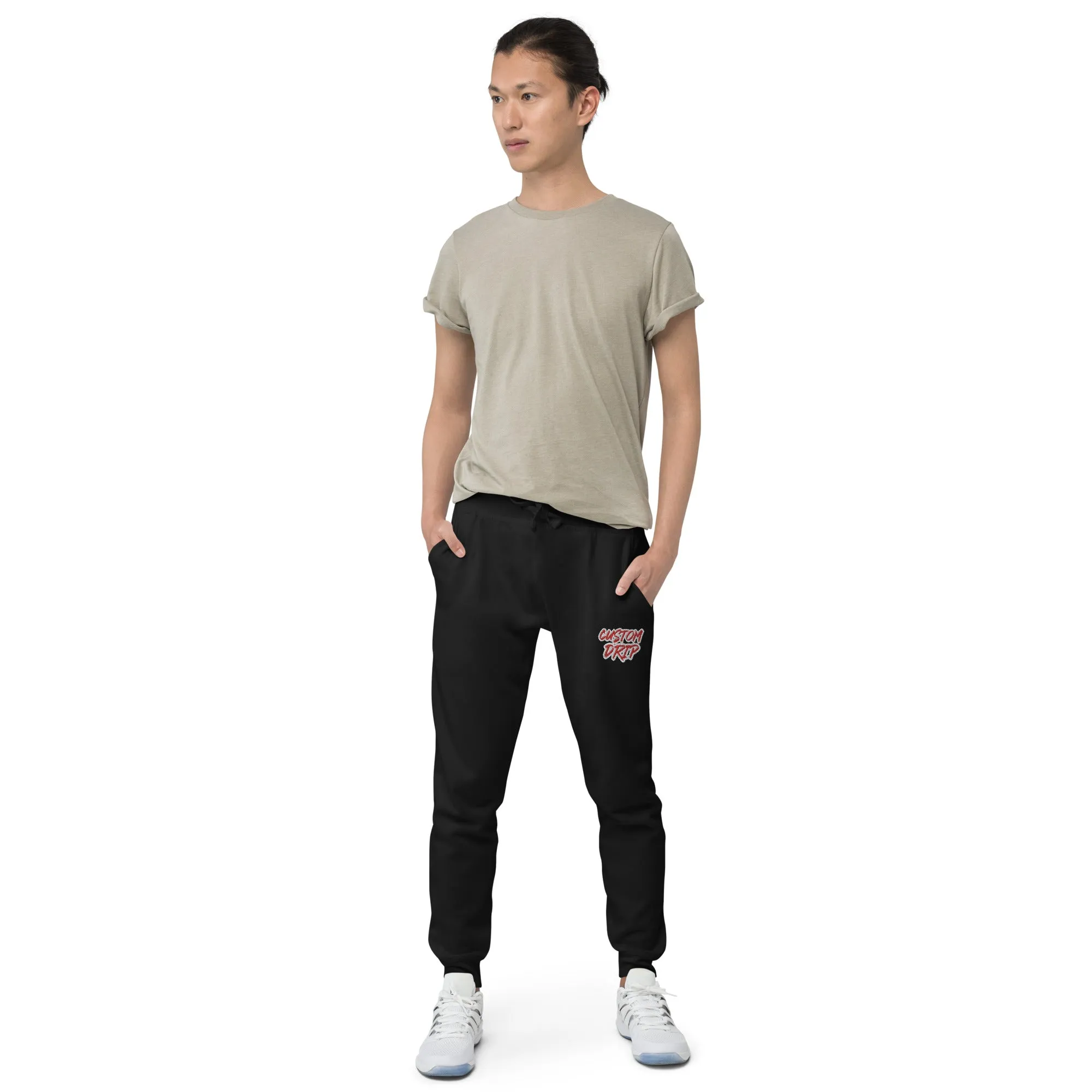 Custom Drip's White & Red Unisex fleece sweatpants